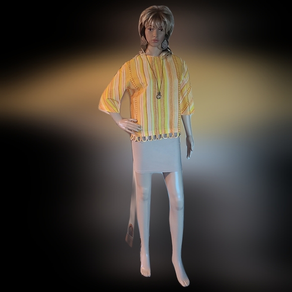 MODE O DAY Y2K WOMEN'S SIZE MEDIUM STRIPED VINTAGE AVANT GARDE TOP - Picture 2 of 7